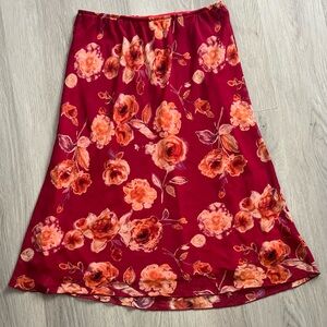 Clio Floral A-Line Skirt in Red and Orange